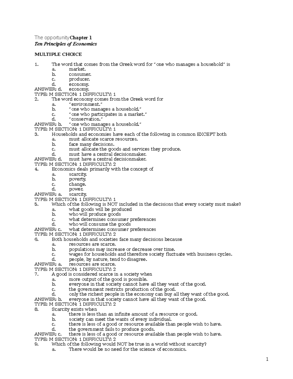 questions practice micro exam and exercise - The opportunity Chapter 1 ...