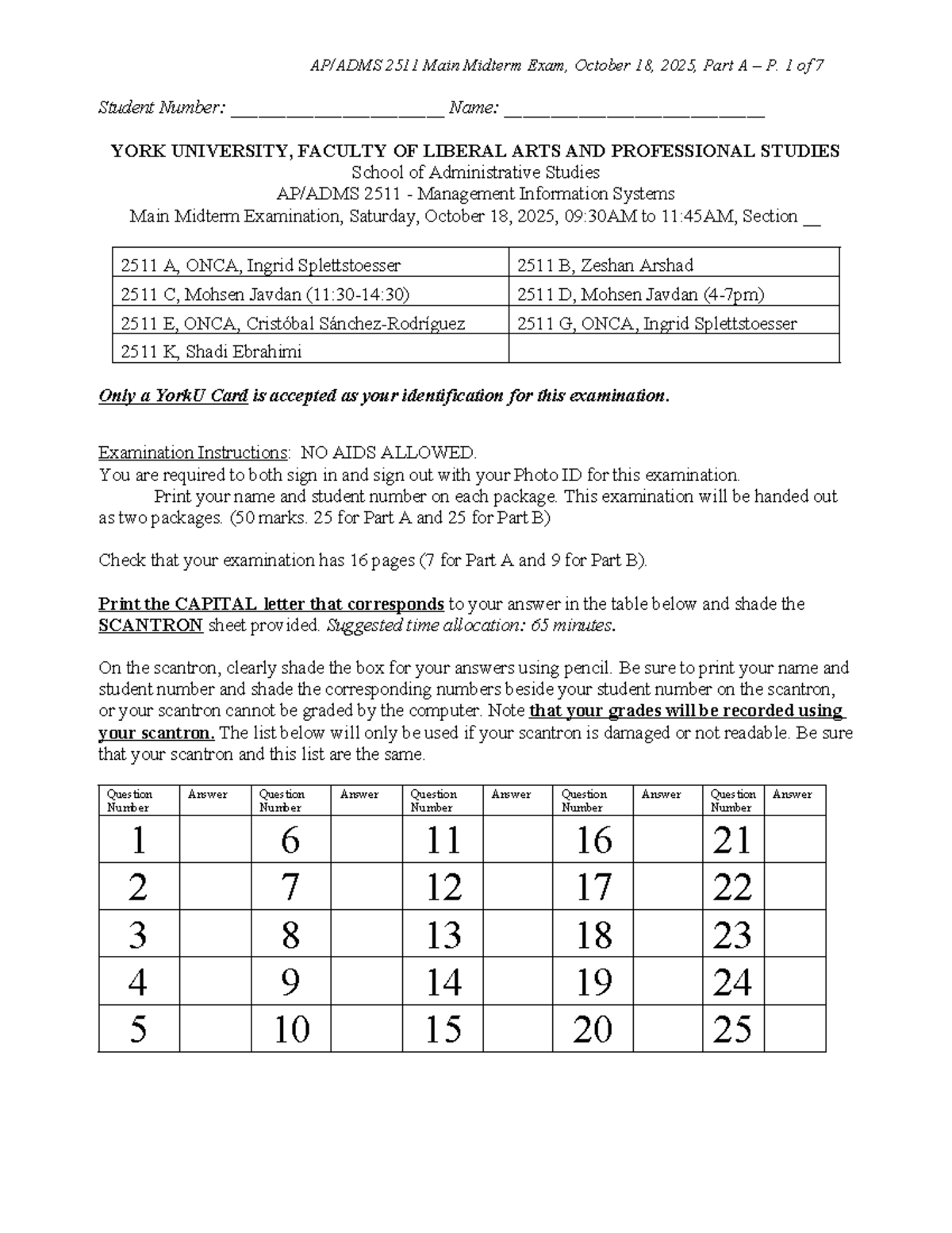 2511 Management Information Systems Midterm Exam Part A MCQs - Studocu