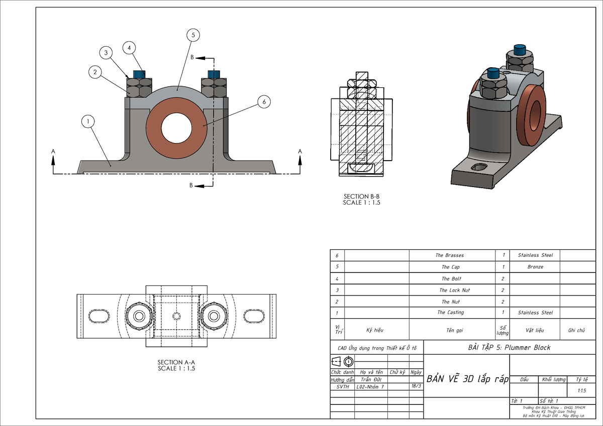 BÀI TẬP 5: BẢN VẼ 3D LẮP RÁP PLUMMER BLOCK - Kỹ Thuật Ôtô - Studocu