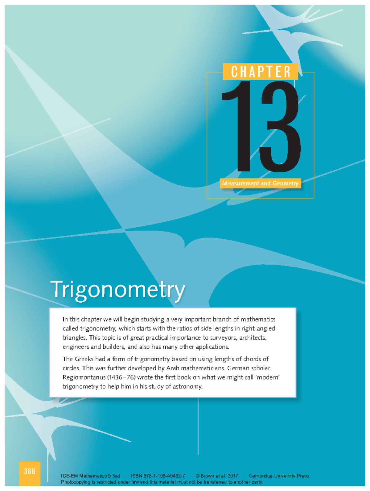Chapter 13: Trigonometry - Measurement and Geometry (Math 9, 3rd Ed ...