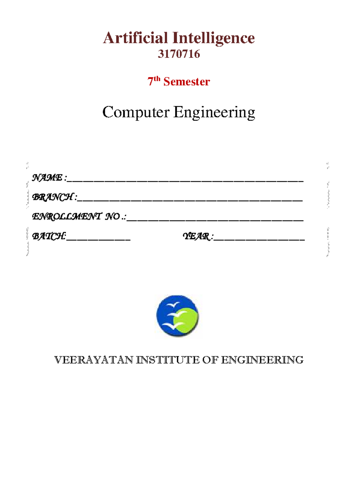 Artificial Intelligence (3170716) Lab Manual: Practical Exercises and ...