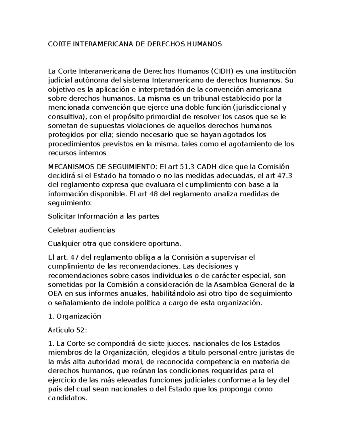 CIDH: Análisis de la Corte Interamericana de Derechos Humanos - Studocu