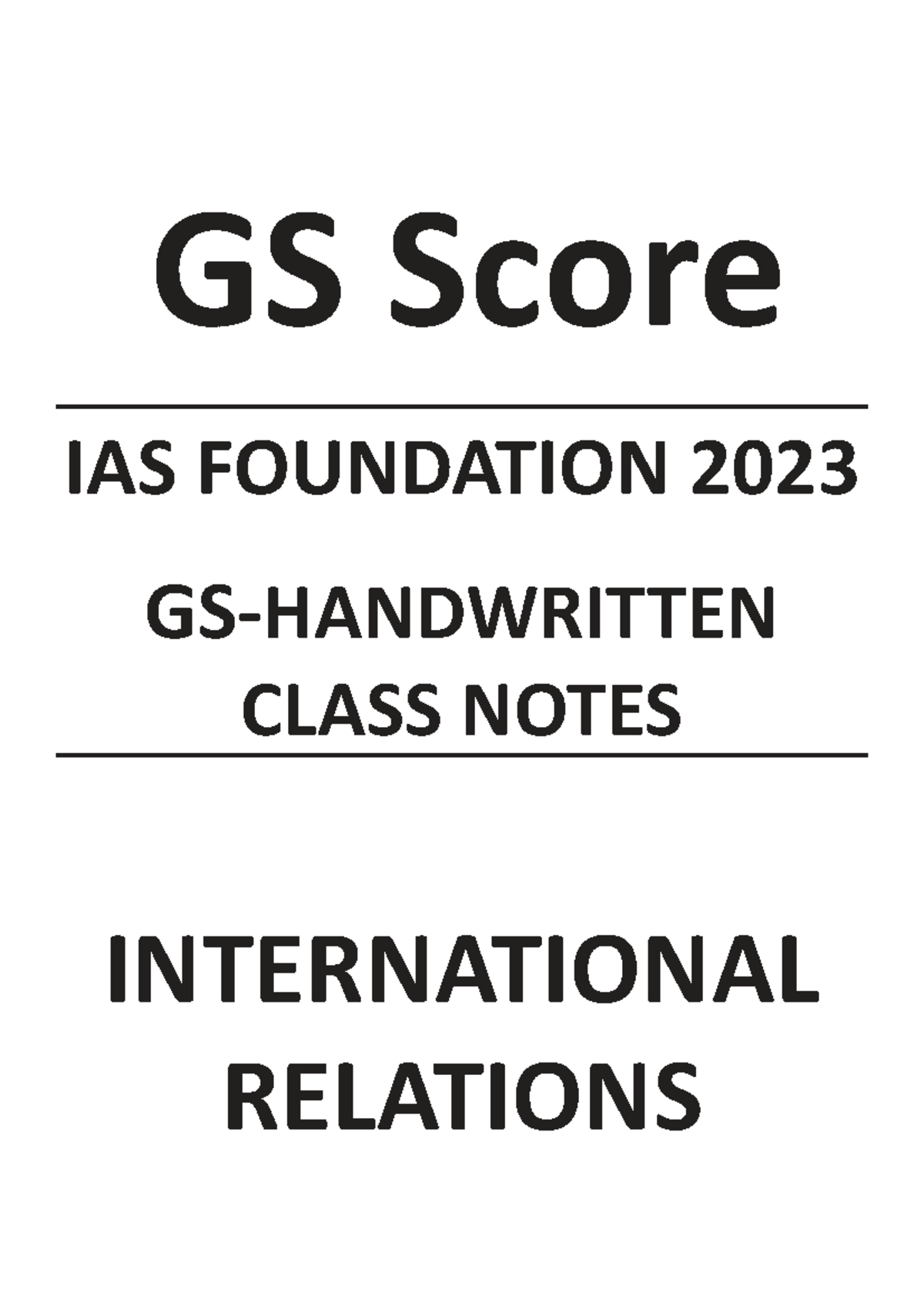 International Relations Handwritten Notes - General Knowledge - GS ...
