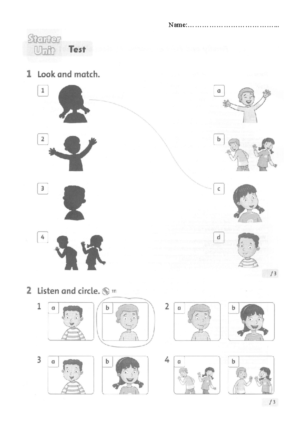 Starter Unit Test (Unit 1-9) - Listening and Matching Activities - Studocu