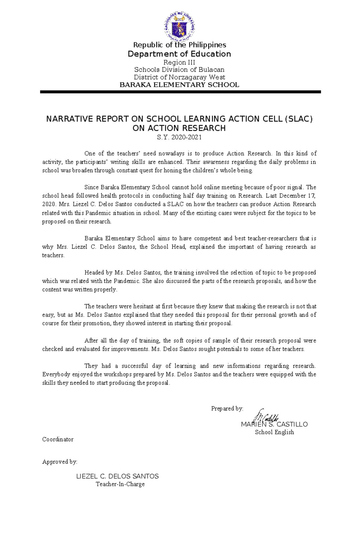 Memo on Research - yeah - Department of Education Region III Schools ...