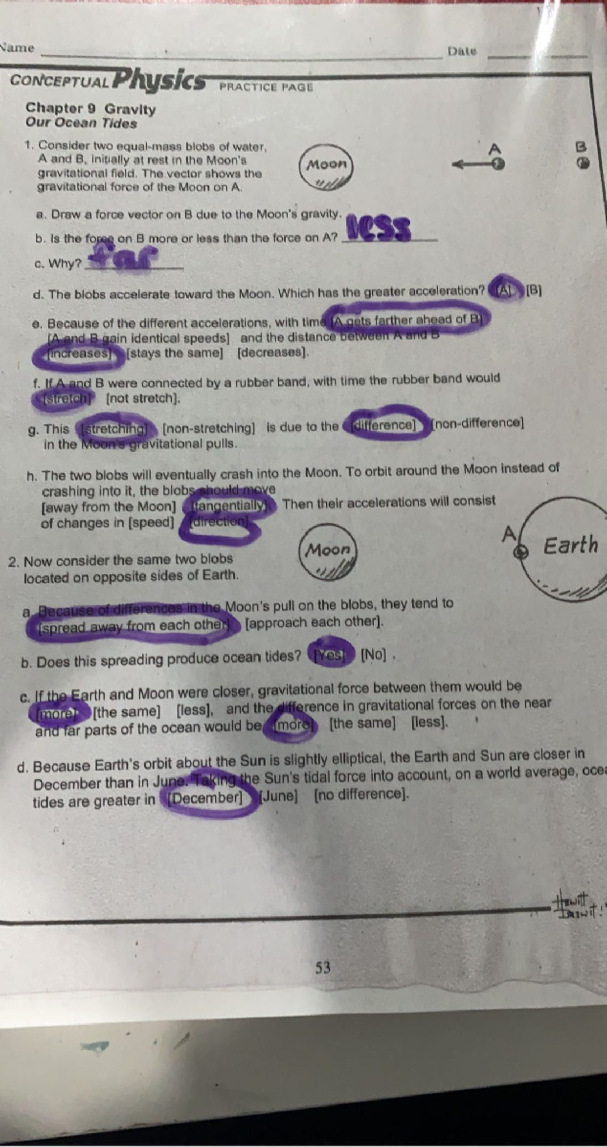 Conceptual Physics Practice Pg 53: Understanding Ocean Tides and ...