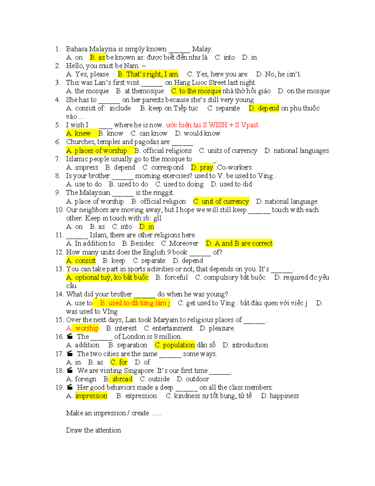 Bahasa Malaysia Quiz: Vocabulary and Grammar Practice - Studocu