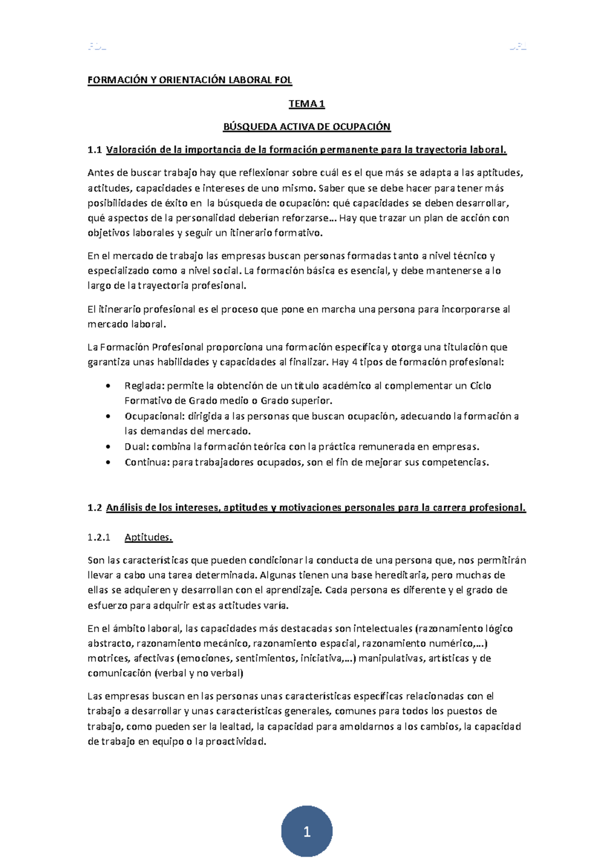 Resumen de Formación y Orientación Laboral (FOL) - Document Preview