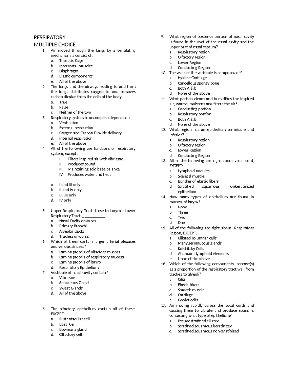 Biochemistry 101 - Respiratory System Exam Summary - Studocu