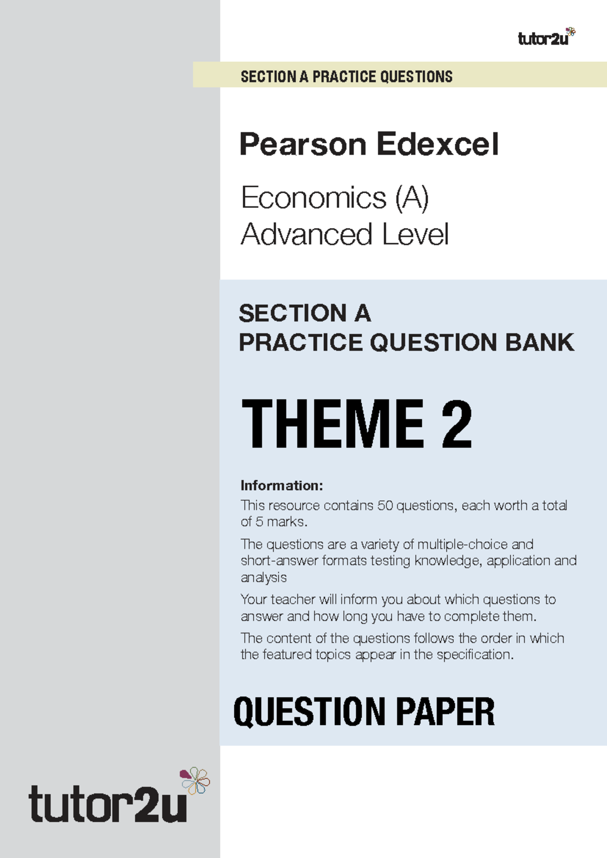 Edexcel A Level Economics (A) Theme 2 Section A Practice Questions ...