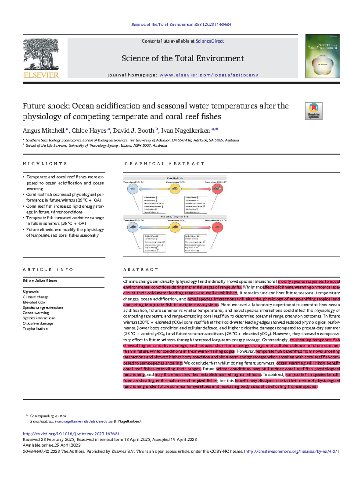 Future Shock: Ocean Acidification & Temperature Effects on Fish ...