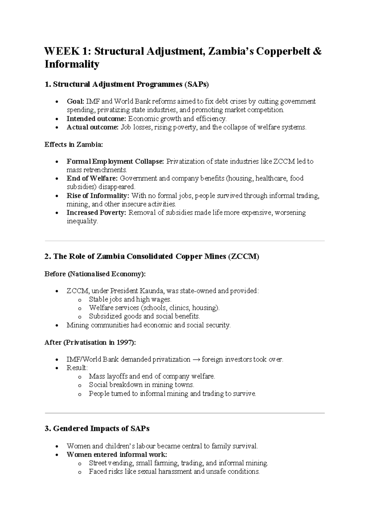 SOC Module B: Week 1-2 Overview on Structural Adjustment & Informality ...