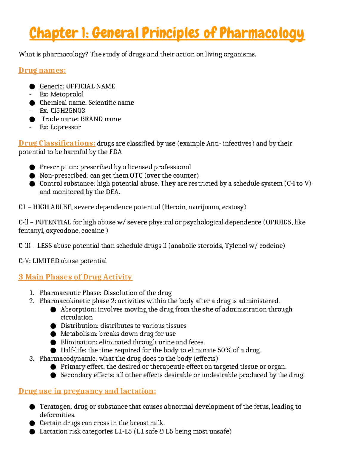 Pharm 101: Exam #1 Review on Pharmacology Principles and Drug Classes ...