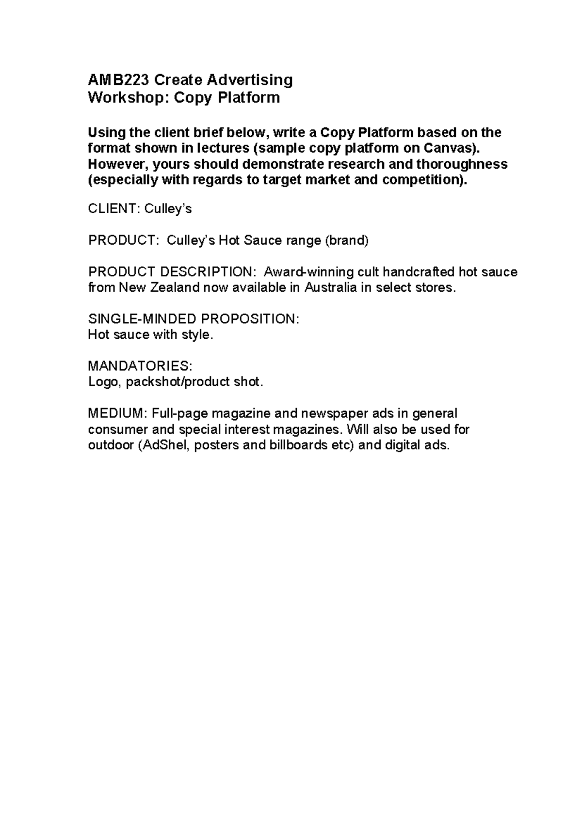 Culleys - hot sauce - Info on client - AMB223 Create Advertising ...
