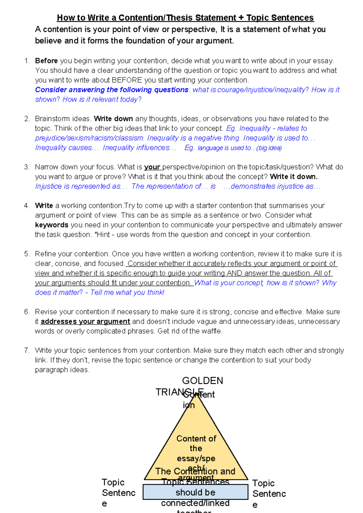 Literary Essay - How to Write a Contention (ENG101) - Studocu