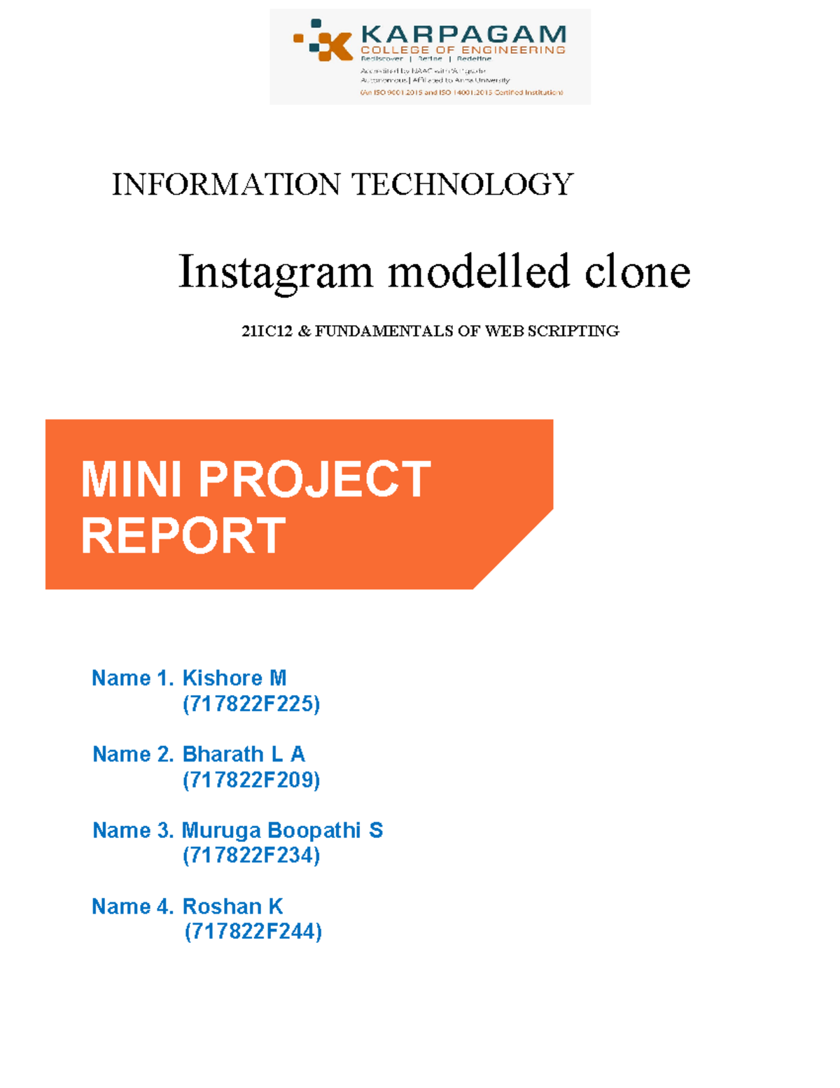 Miniproject Template - question set - INFORMATION TECHNOLOGY Instagram ...