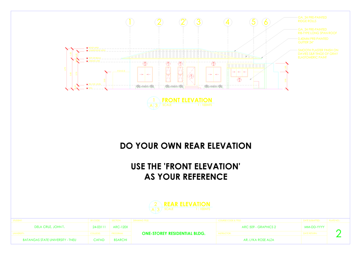 ARC 509 Graphics 2: Elevation - Color-Coded Drawing - Studocu