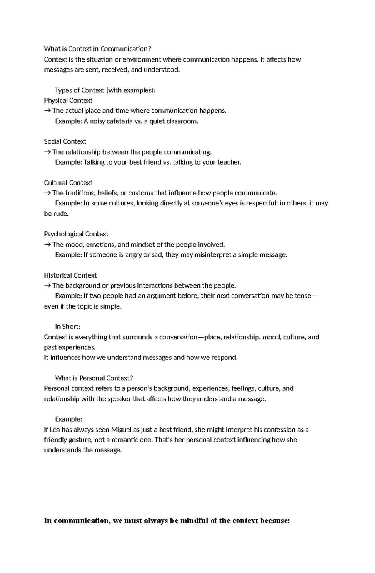 Understanding Context in Communication: Types and Importance - Studocu