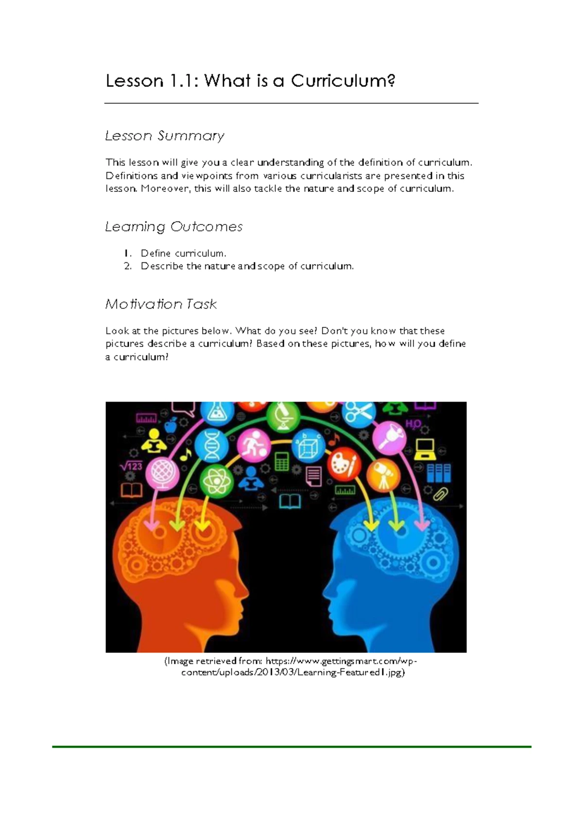 Module 1 Lesson 1 - Understanding Types of Curricula in Schools - Studocu