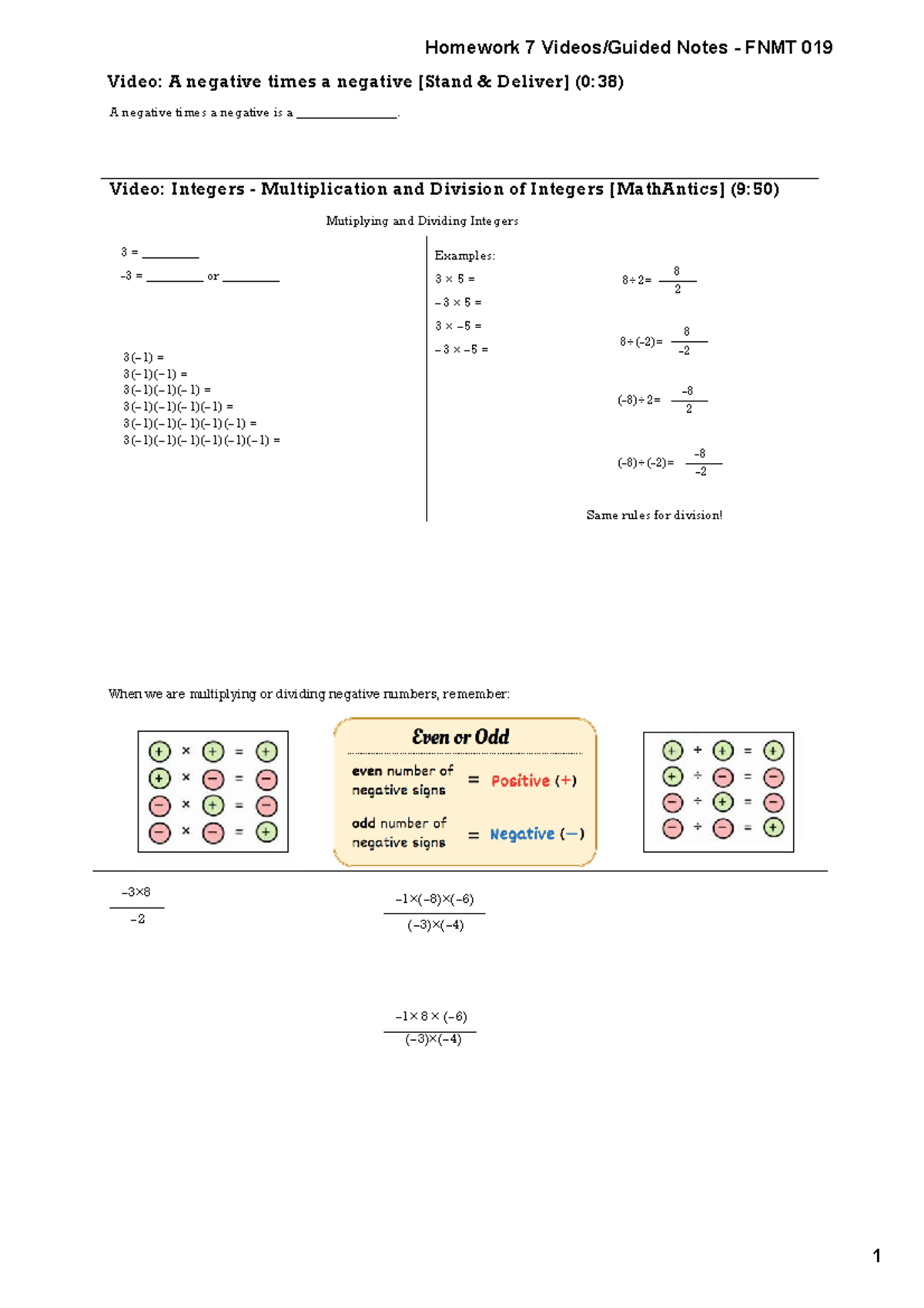 Homework 7 Guided Notes - FNMT 019: Integer Operations & Evaluations ...