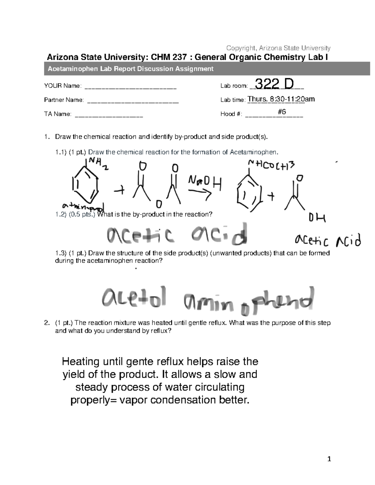 Acetaminophen Lab Report Discussion - CHM 237 - Studocu
