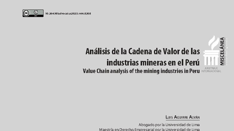 Análisis de la Cadena de Valor de la Minería en Perú - MISCELÁNEA ...