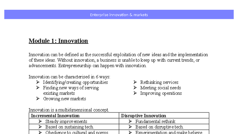Enterprise Innovation Markets: Modules 1-10 Overview and Key Concepts ...