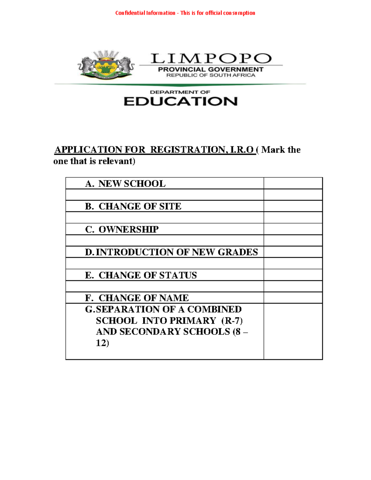 LPDE Application Form 003 for School Registration (Grades R-12) - Studocu