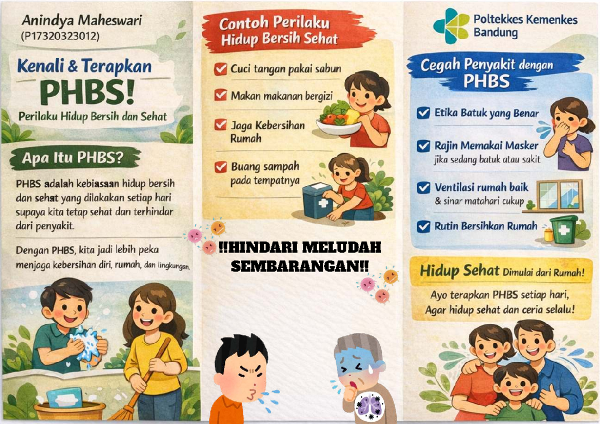 Leaflet PHBS dan TBC: Panduan Hidup Bersih Sehat (P17320323012) - Studocu