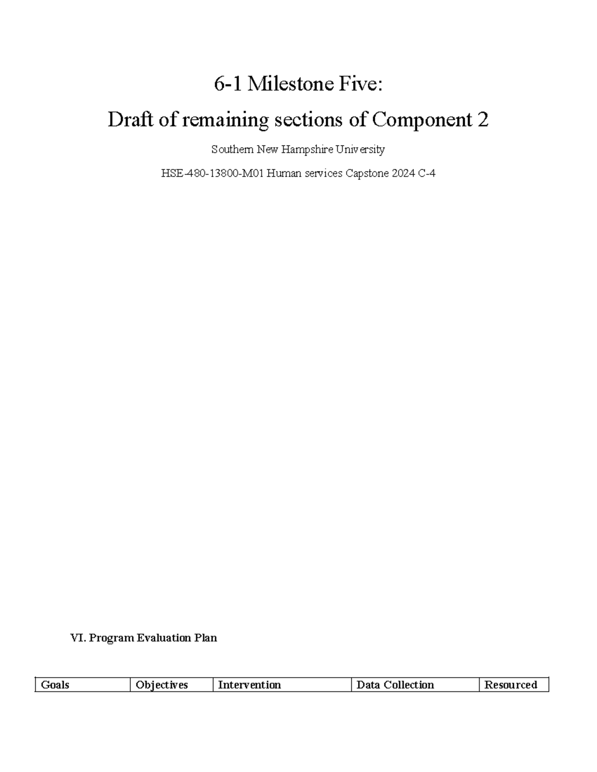 Milestone 5: Draft of Component 2 Evaluation Plan for Human Services ...