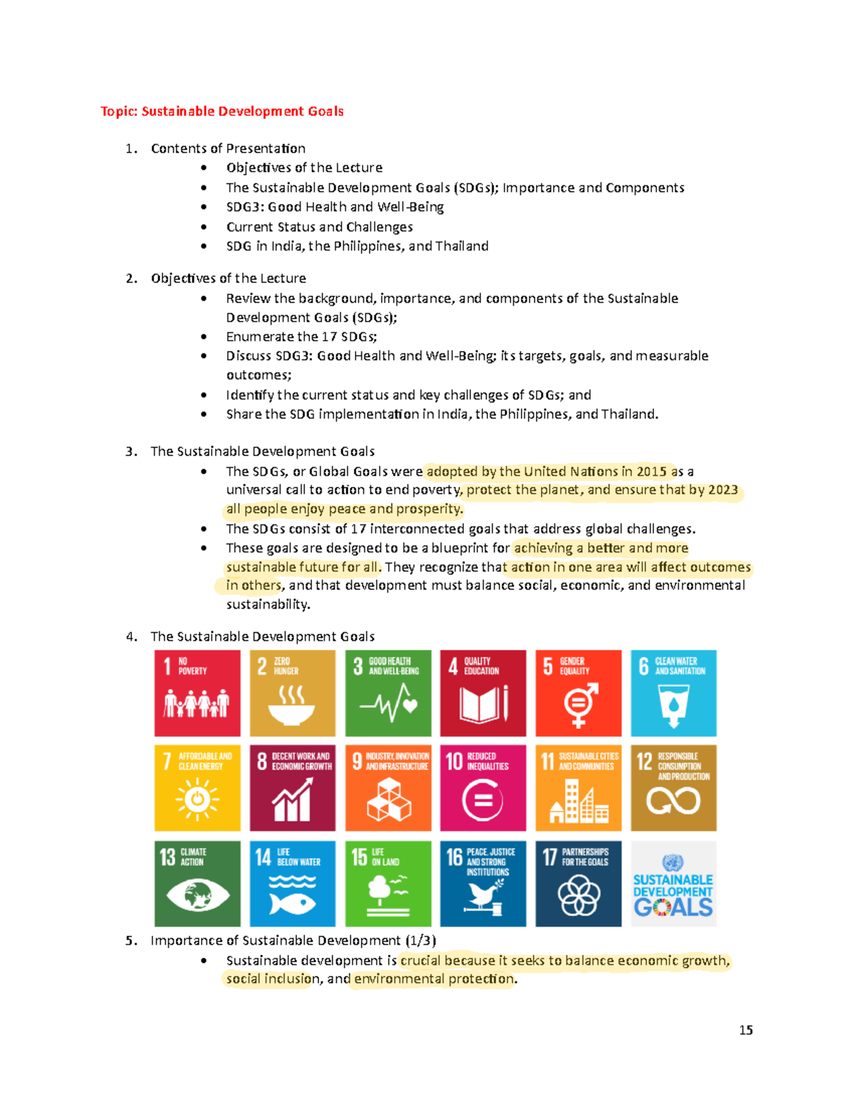 PCM 3 - 25. Sustainable Development Goals Overview and Challenges - Studocu