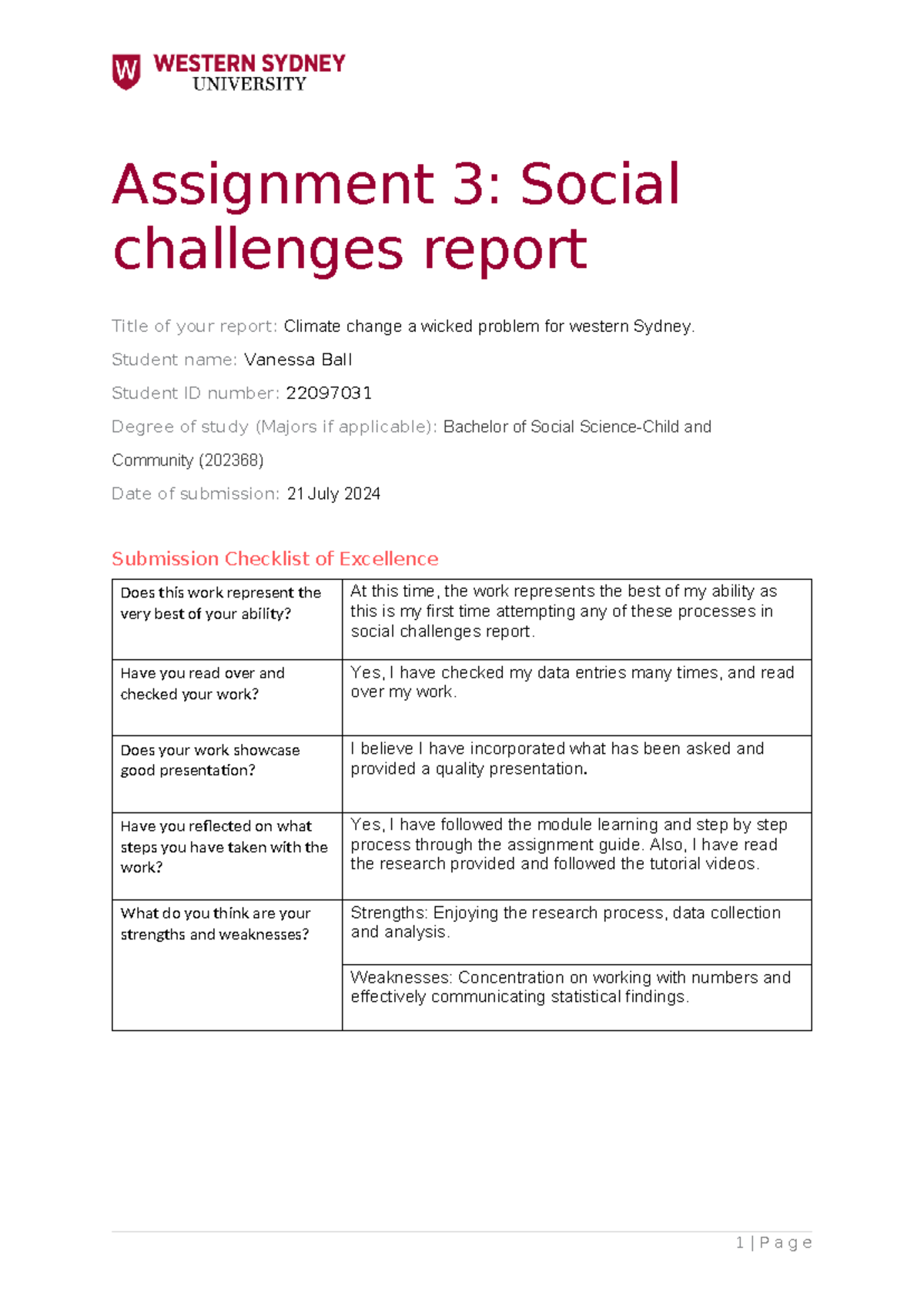 102816 Assignment 3 Social Challenges Report: Climate Change in Western ...
