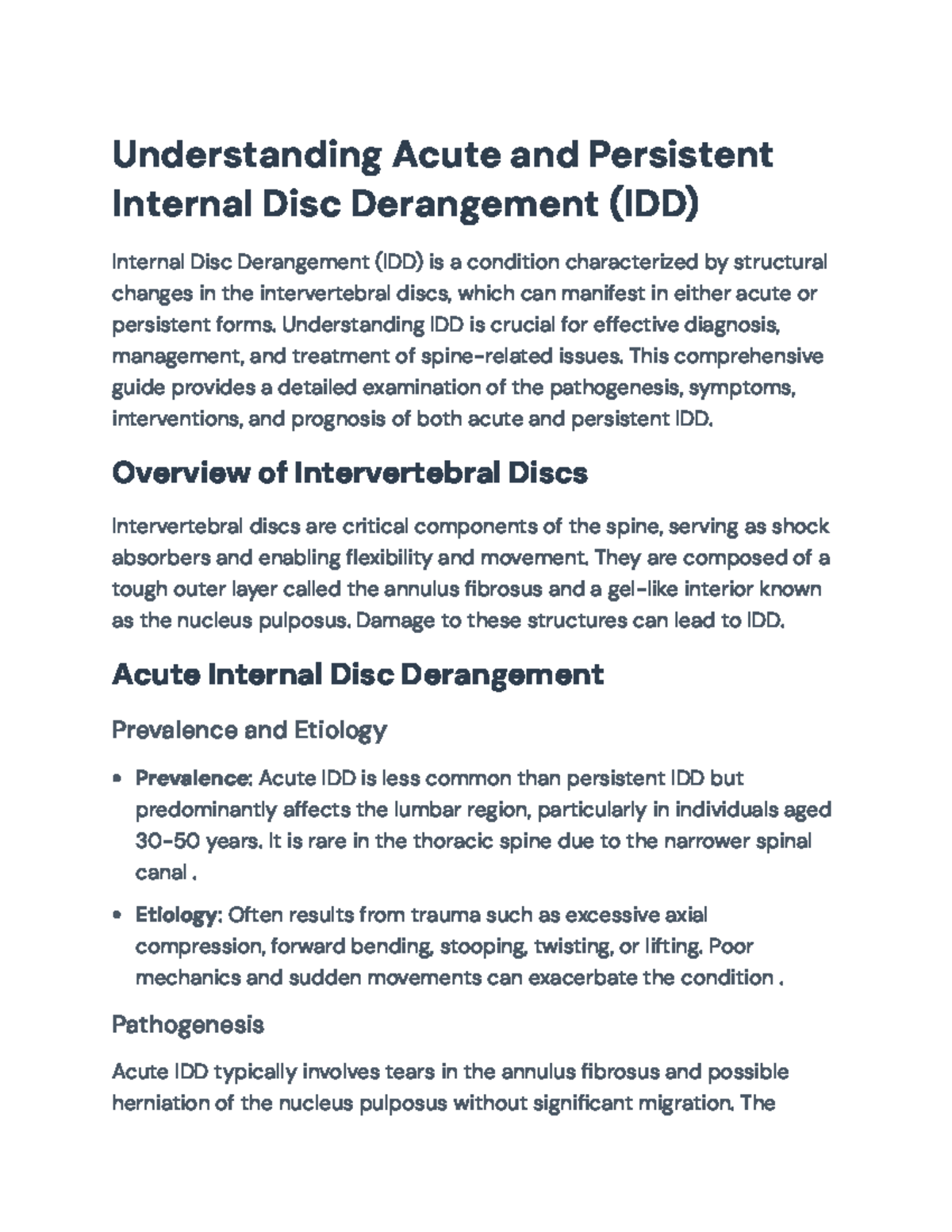 Understanding Acute and Persistent Internal Disc Derangement (IDD ...