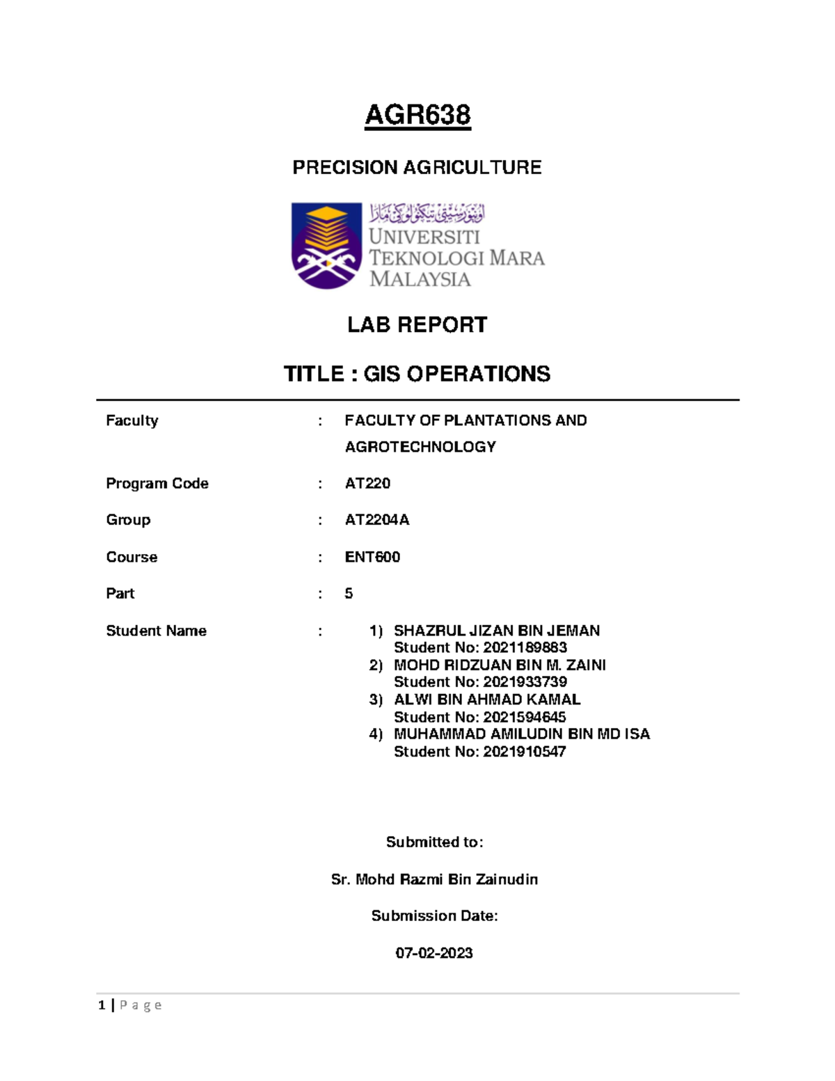 AGR638 Lab Report: GIS Operations and Analysis Techniques - Studocu