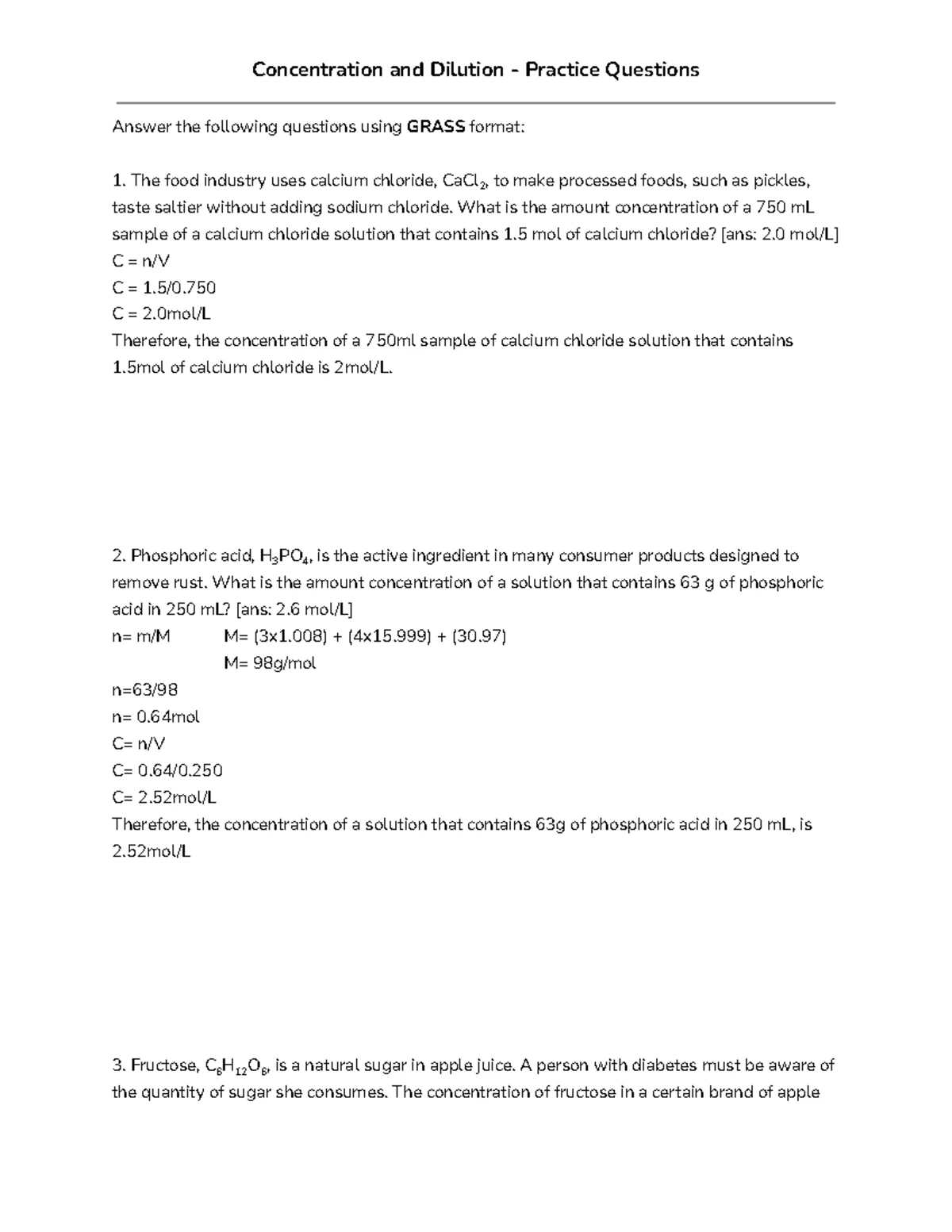 SCH3U Final Exam Review 2024: Key Concepts and Practice - Studocu