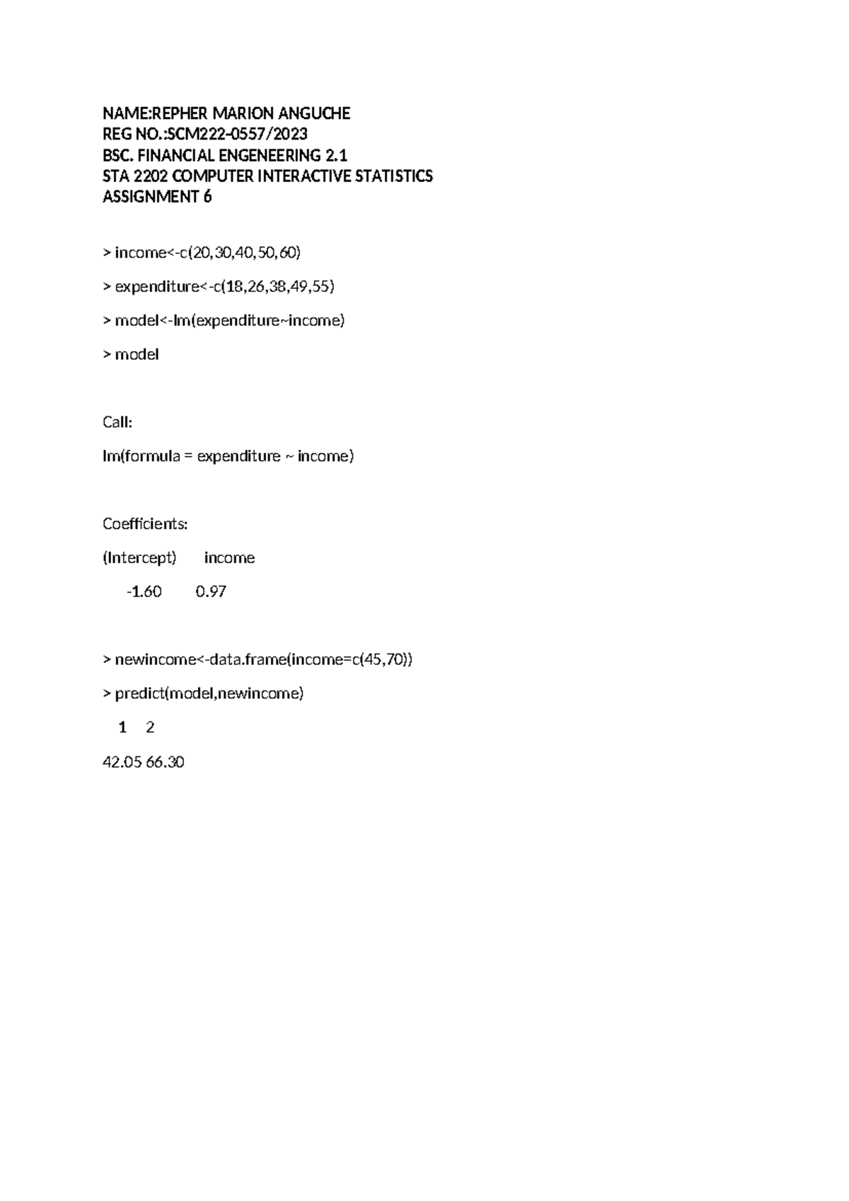 STA 2202 Computer Interactive Statistics Assignment 6 Analysis - Studocu