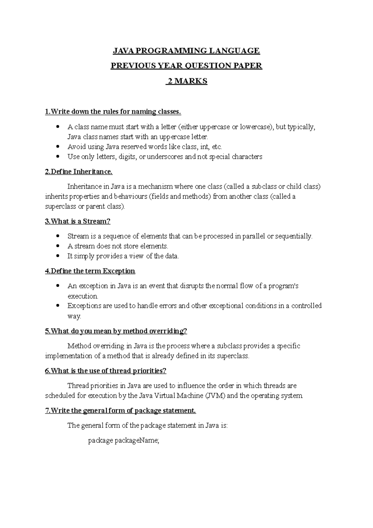 JAVA Programming Language(imp 2m) - JAVA PROGRAMMING LANGUAGE PREVIOUS ...
