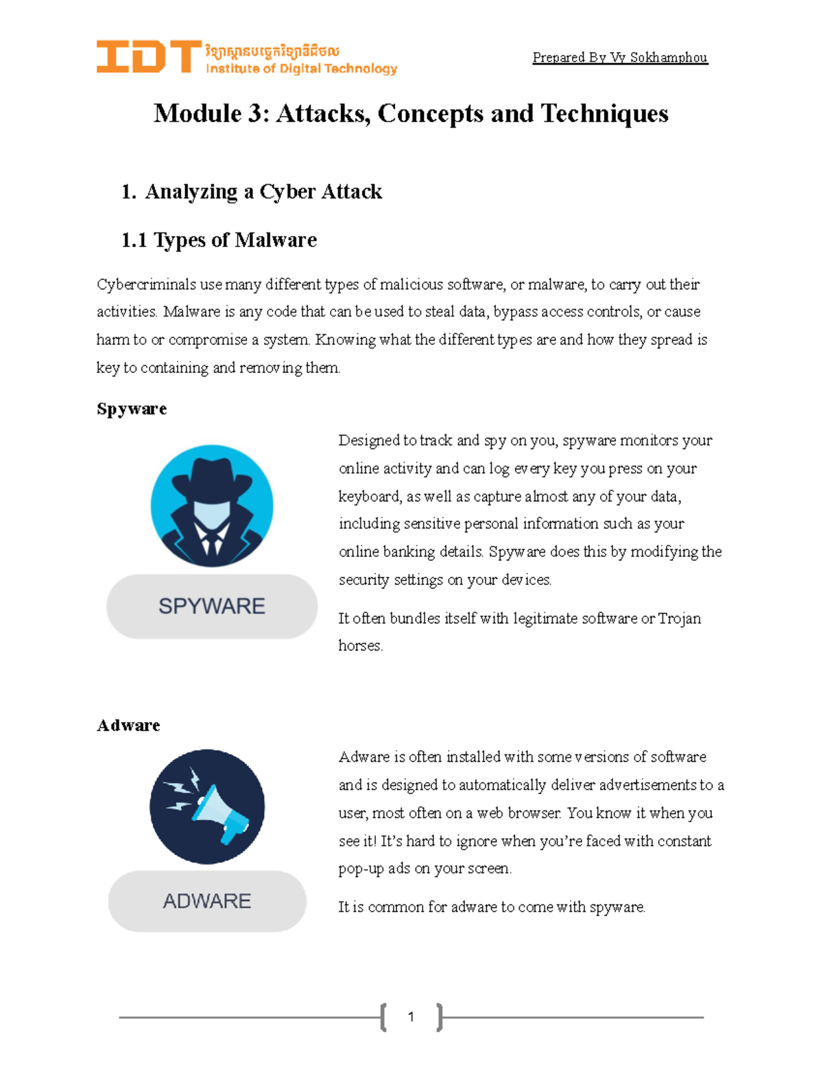 Module 3: Cyber Attacks and Malware Types - Studocu