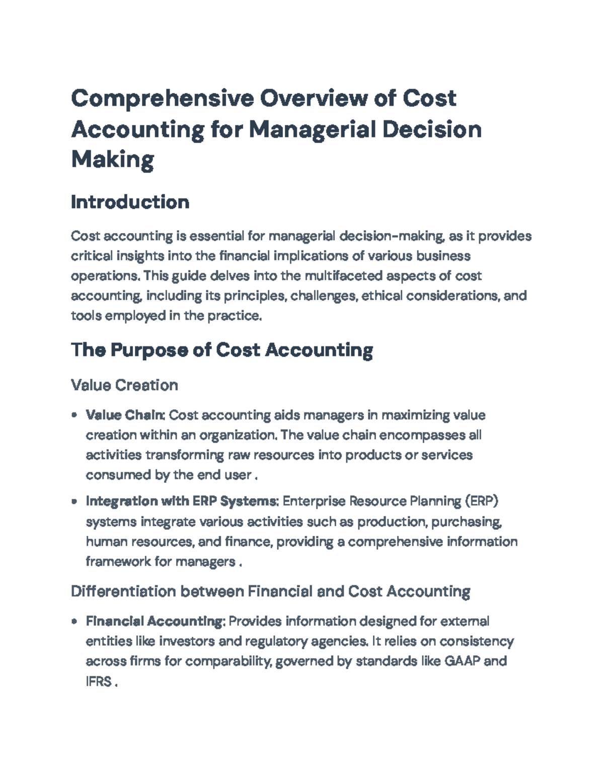 Comprehensive Cost Accounting Guide for Managerial Decisions - Studocu