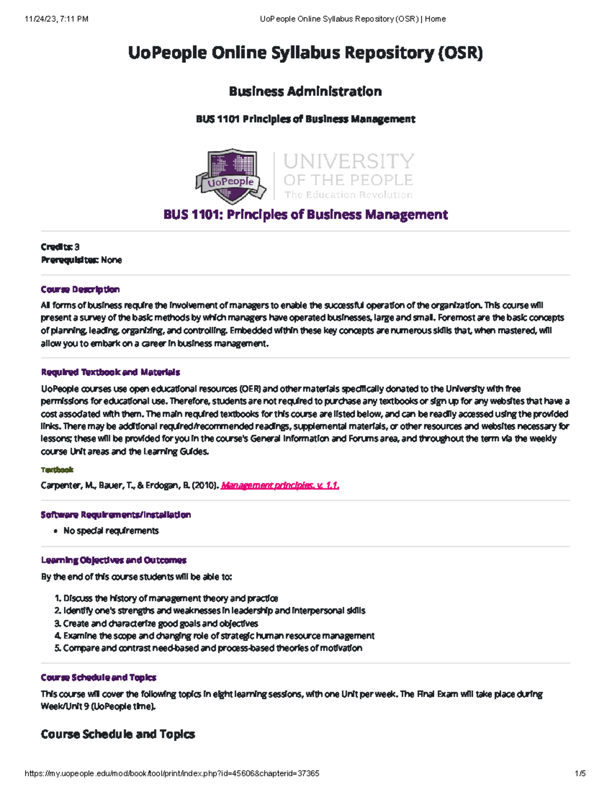BUS 1101 - Comprehensive Overview of Principles of Business Management ...