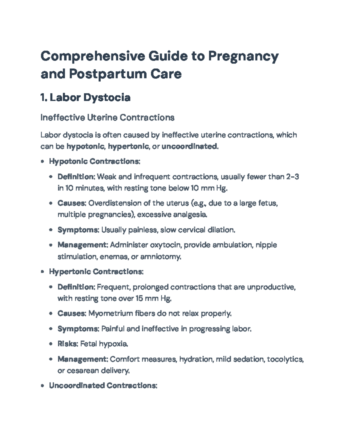 Comprehensive Guide to Pregnancy & Postpartum Care (MED 101 ...