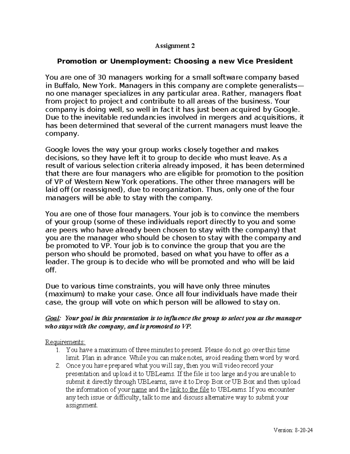 MGB425 Assignment 2: Persuading for VP Promotion - Studocu