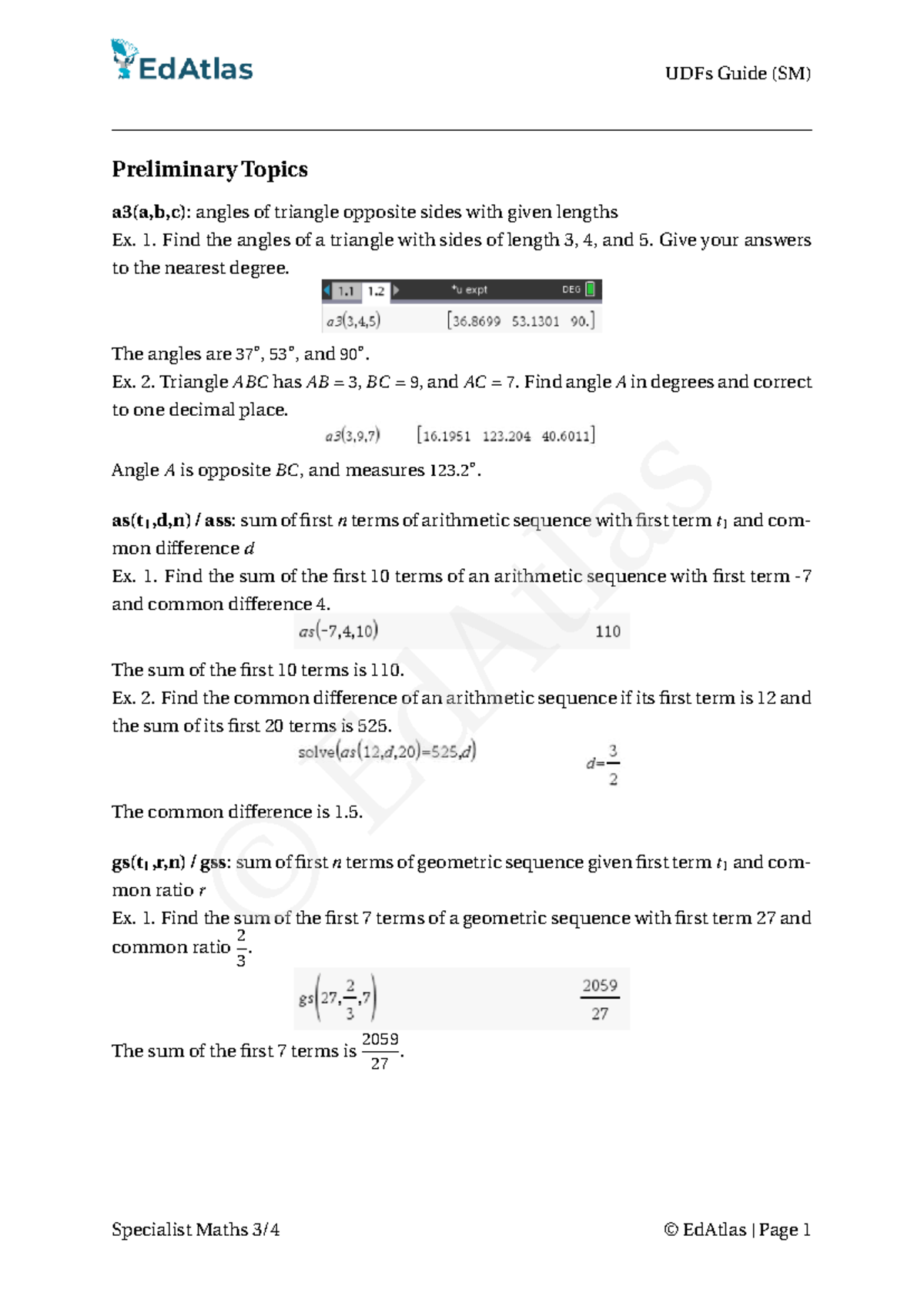 UDFs Guide (SM) - Preliminary Topics on Angles, Sequences, and Vectors ...
