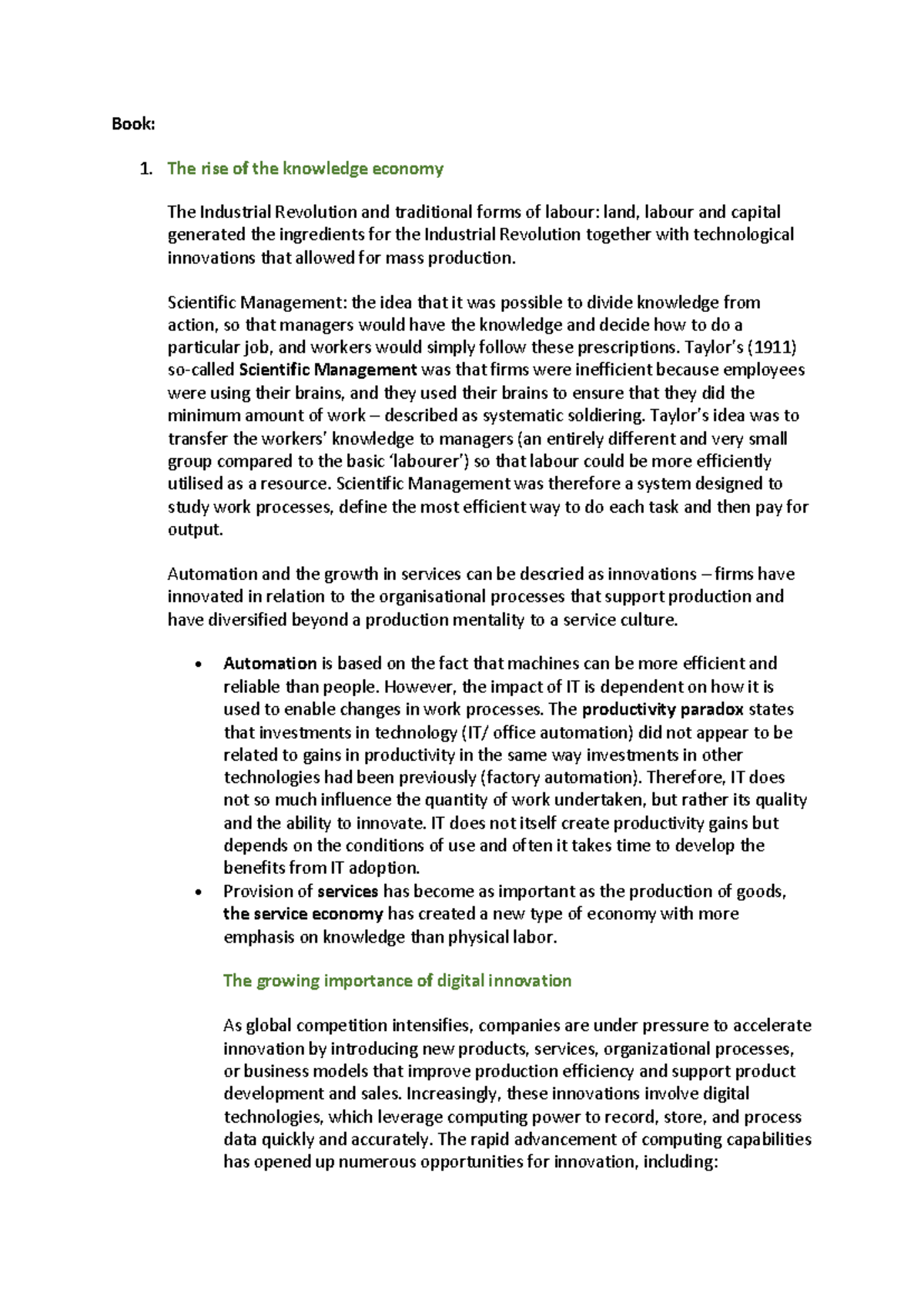 Knowledge Economy and Digital Innovation: An Overview (Course Code ...