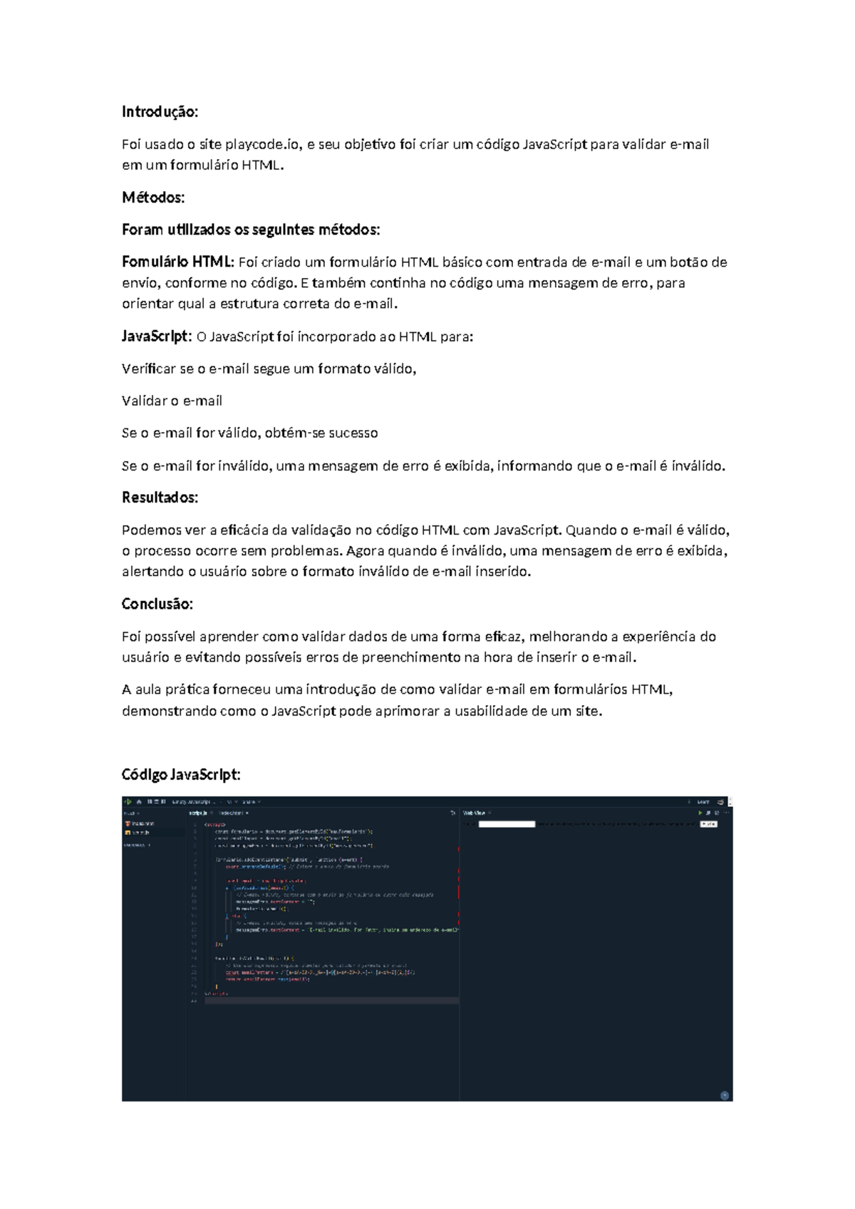 Trabalho Java Script - Cristian Martinez Maciera - Introdução: Foi ...