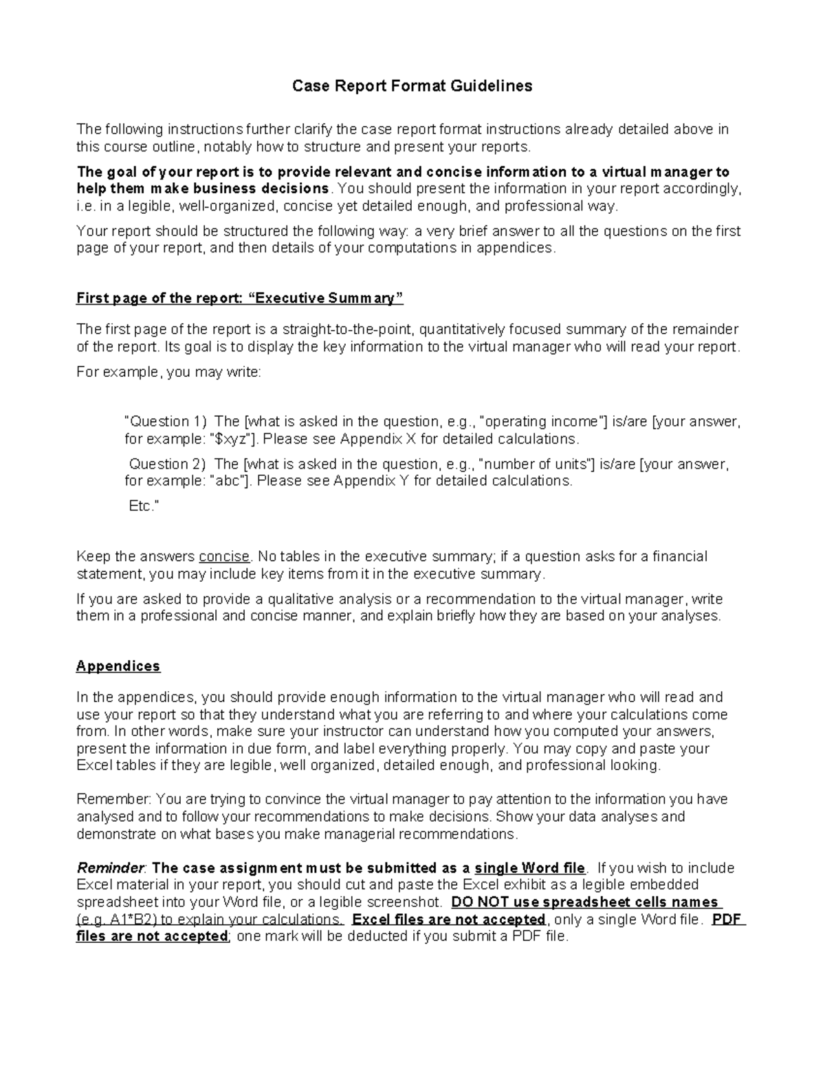 Case Report Format Guidelines for Effective Business Decision-Making ...