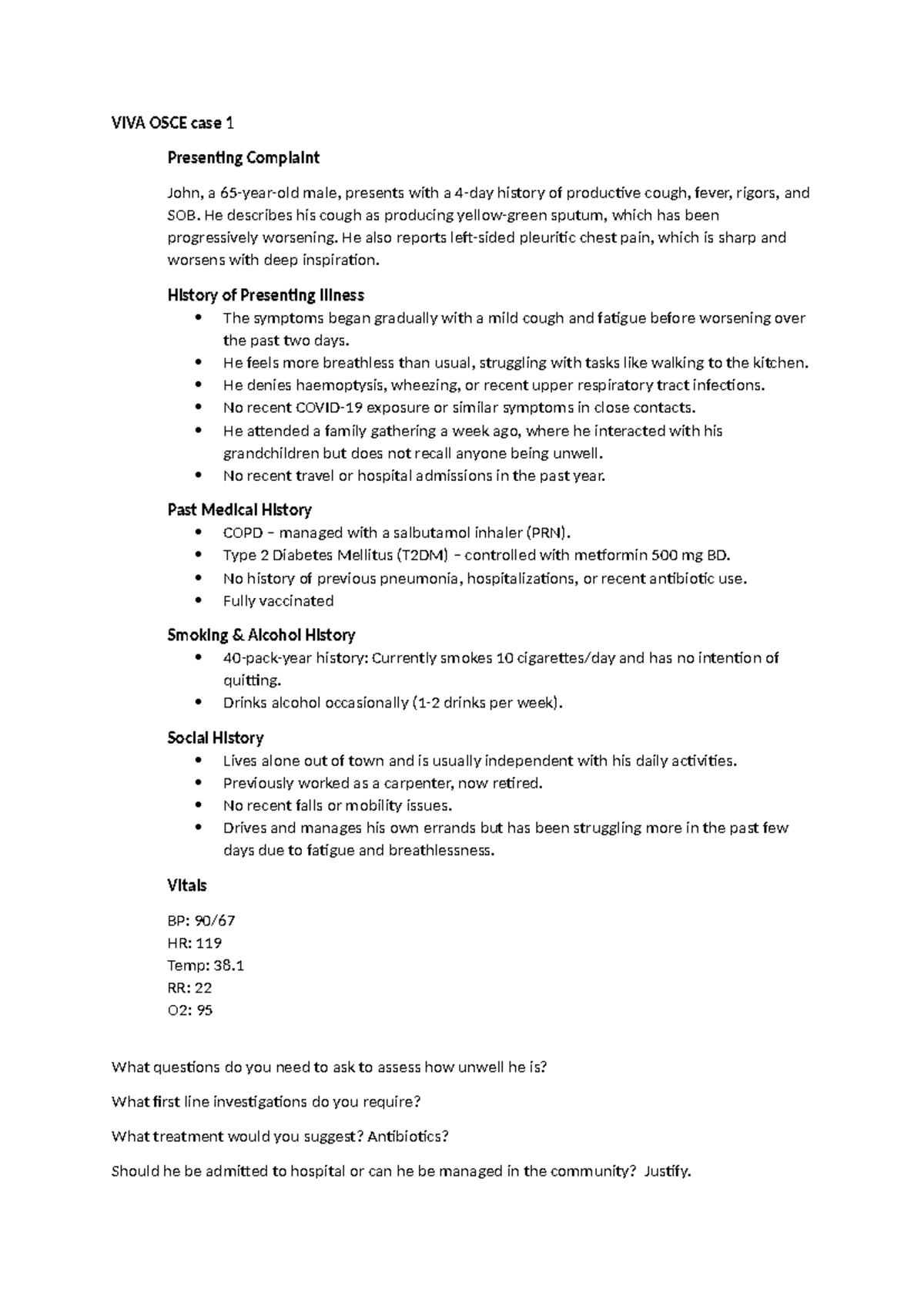 OSCE Case Study: Respiratory and Diabetic Emergencies Analysis - Studocu