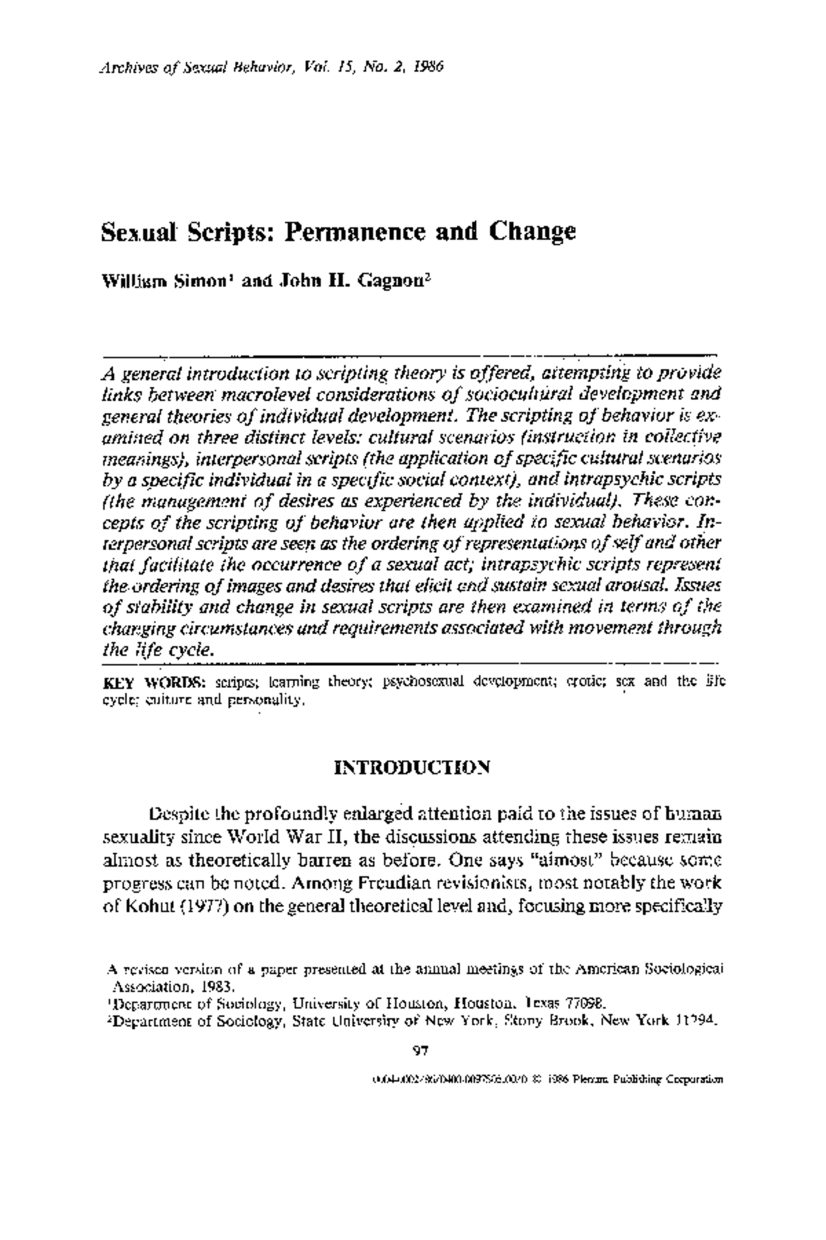 Sexual Scripts: Analyzing Scripting Theory in Human Behavior (SOC 101 ...