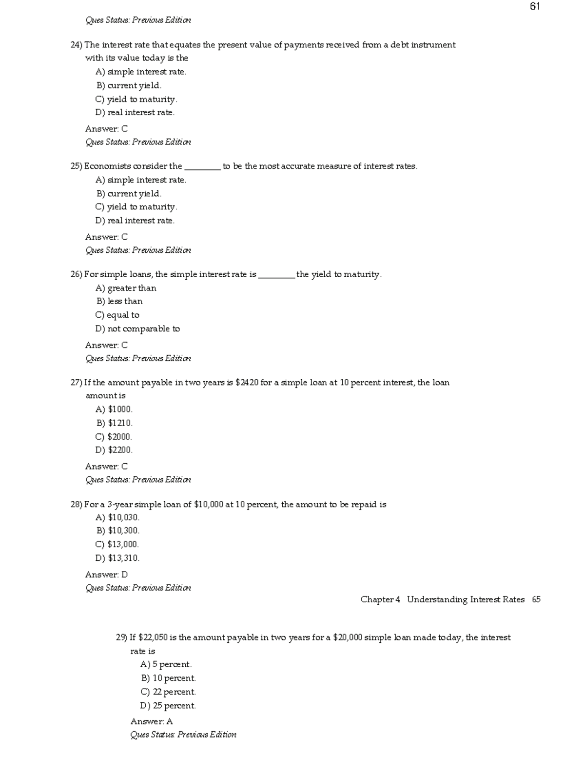 61 Ques on Interest Rates: Previous Edition Review for Lttc - Studocu