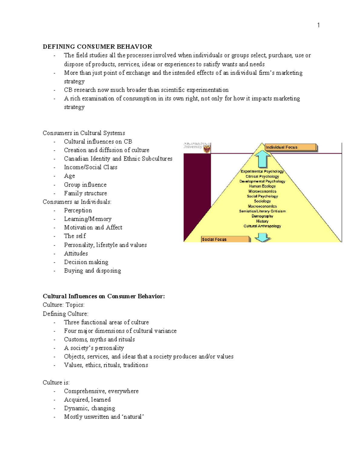 3MB3: Week 1 Detailed Notes on Consumer Behavior and Culture - Studocu